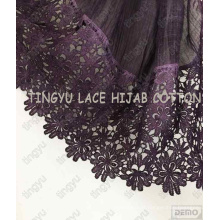 Popular encantadora boa qualidade estilo muçulmano rendas lenço de algodão hijab xale larga